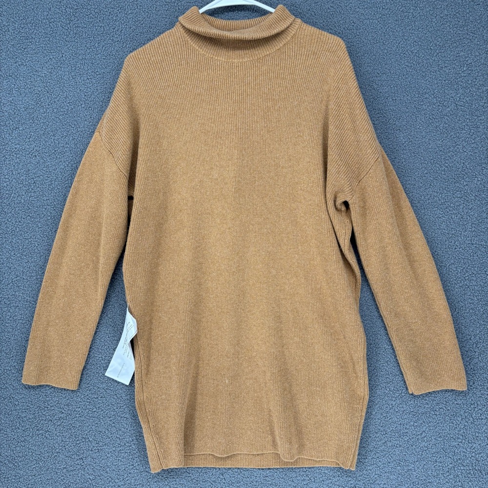 BCBGMAXAZRIA Dijon Merino Wool Blend Ribbed Turtleneck Tunic Sweater Small NWT